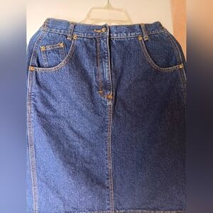 Classic Blue Denim Midi Skirt